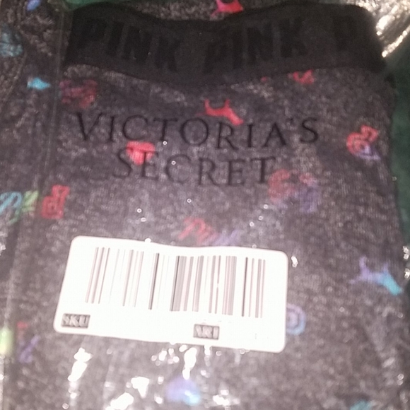 Pink charcoal gray jersey knit pajama set - Picture 3 of 4